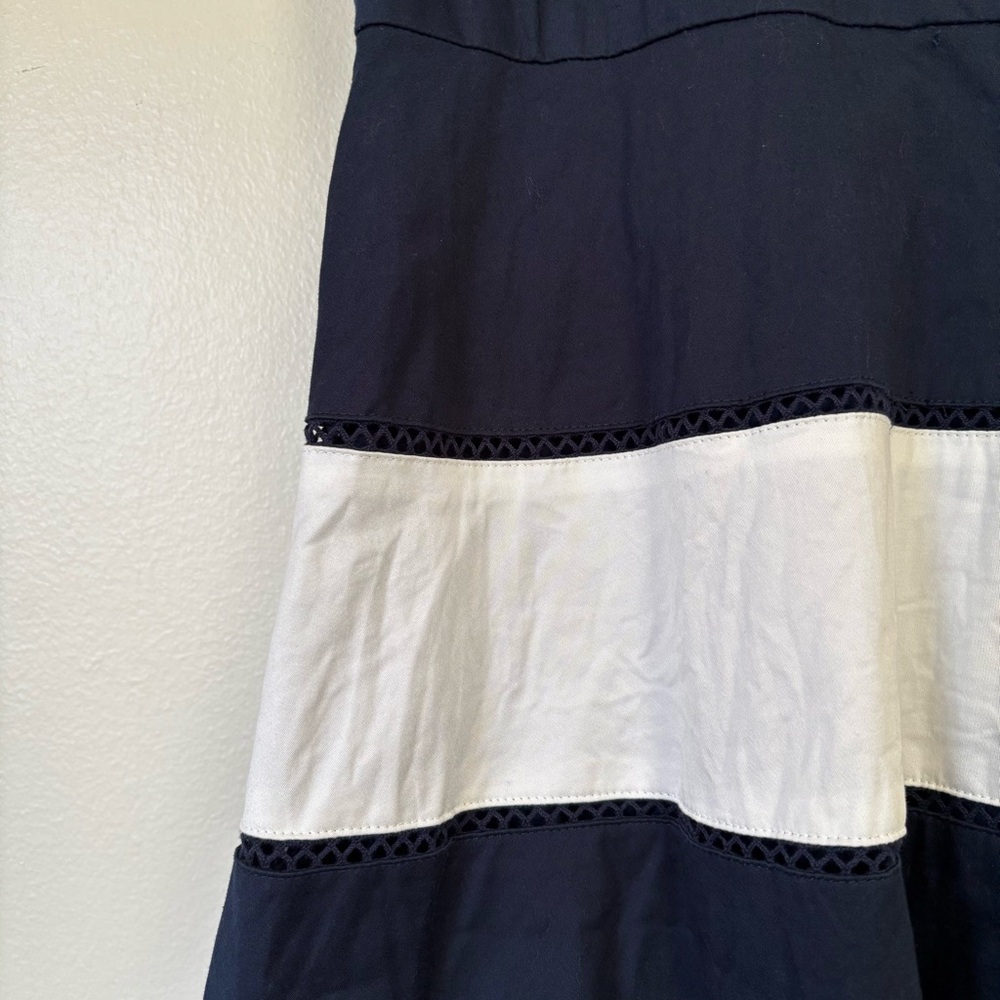 Eliza J Navy and White Striped Midi Dress Size 4 - Picture 6 of 15